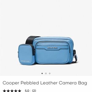 Michael Kors Cooper Pebbled Leather Camera Bag South Pacific Light Blue Colour